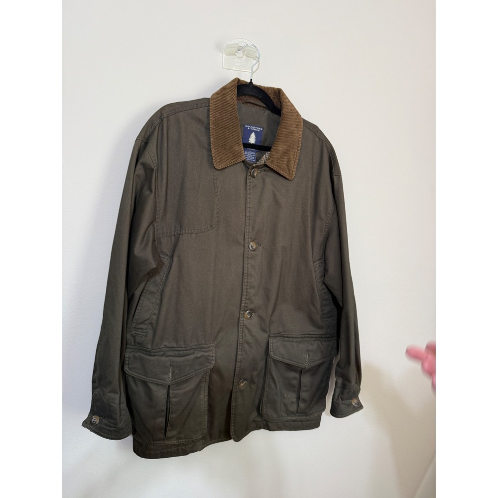 Vintage Mens Brown Canvas Corduroy Collar Barn Jacket‎ M coat oversized 90s Y2K